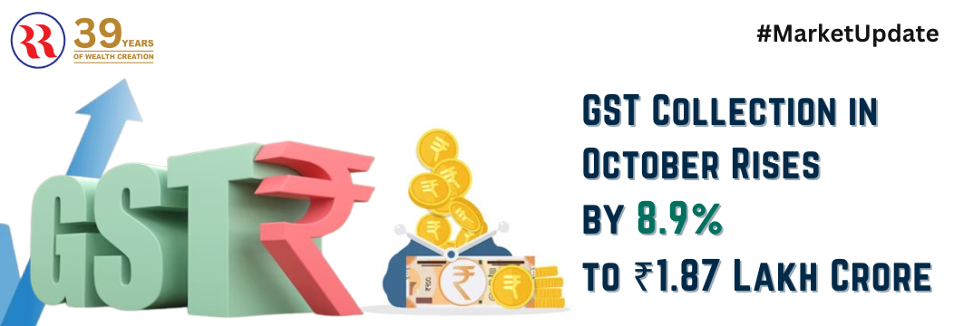 GST Collection in October Rises by 8.9% to ₹1.87 Lakh Crore